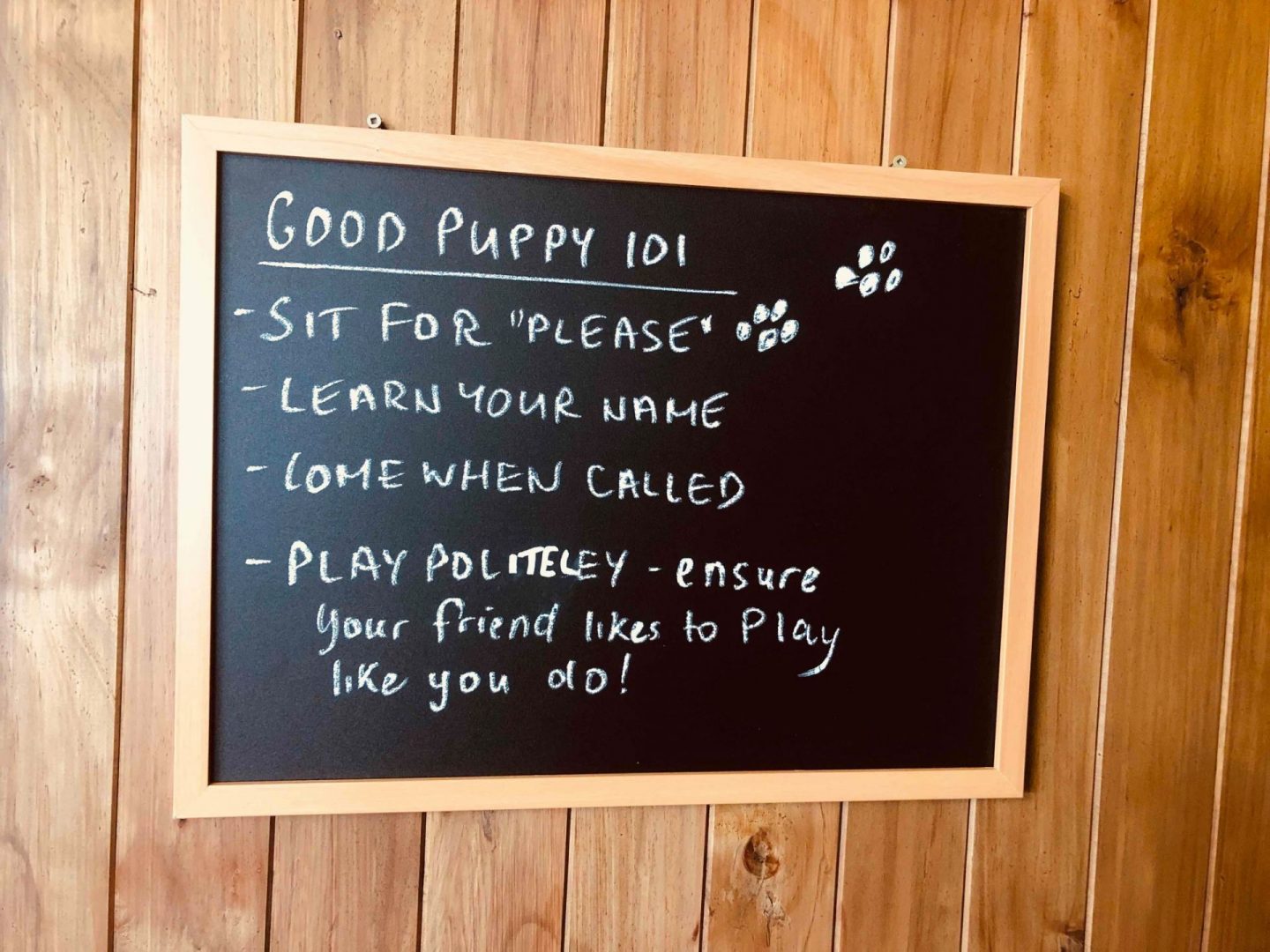 sign at puppy daycare