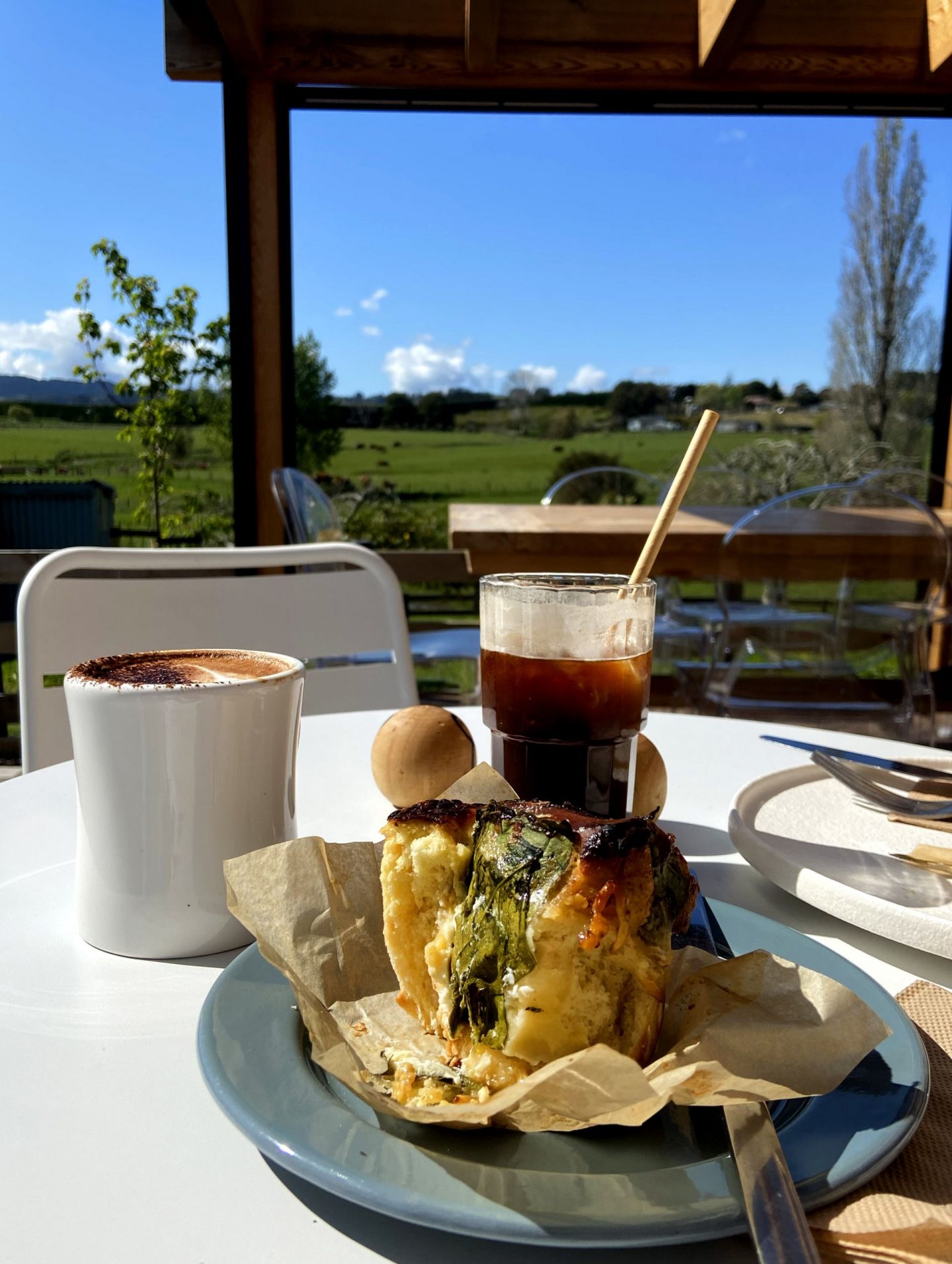 savoury brioche and iced coffee